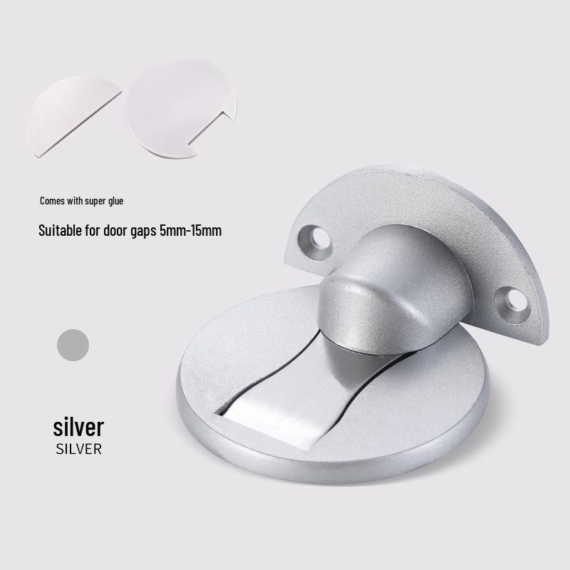 

No-Drill Aluminum Door Stopper: Strong Magnetic Anti-Collision Floor Mount for Bathroom Doors