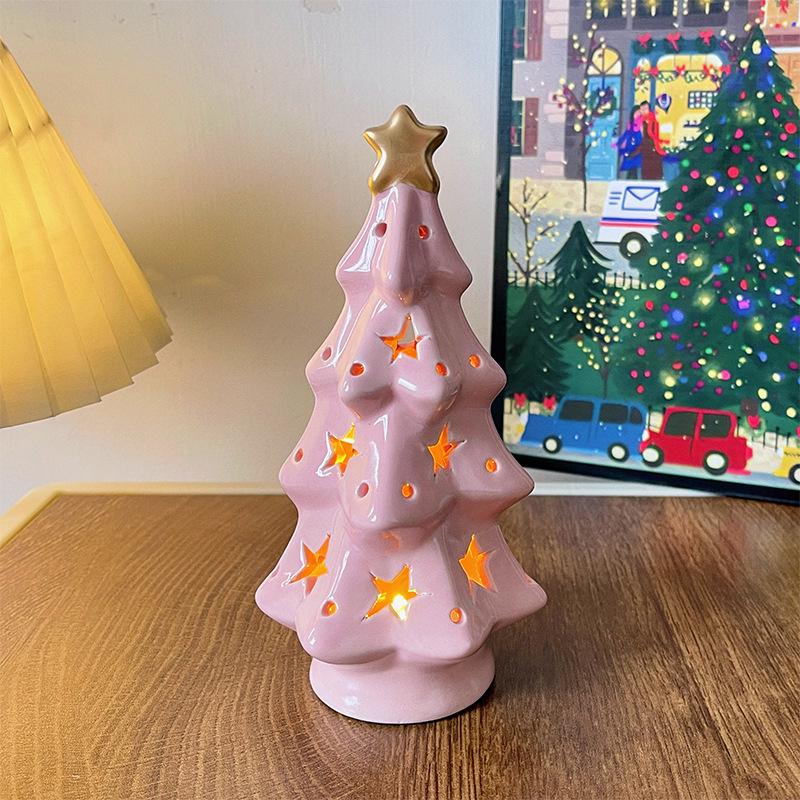 Ceramic Christmas Tree Night Light Ornament - Graduation, Birthday, Bestie Gift for Girls, Student Decor