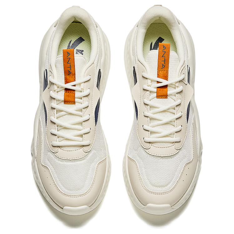 ANTA Men Casual Retro Sneakers Beige Navy Blue 912428823-3