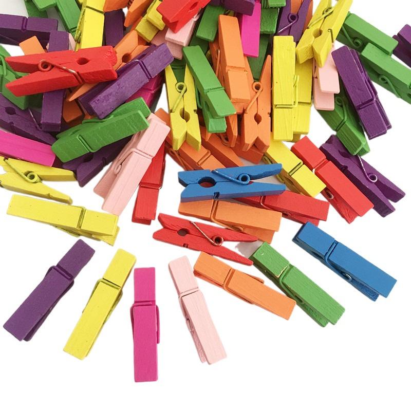 50pcs Colorful Wooden Clip for DIY Decorative Photo Storage and Crafts