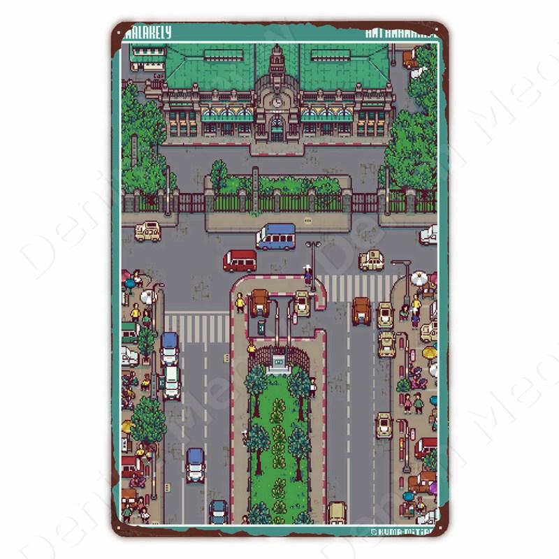Klassieke Pixel Games Vintage Retro Metalen Tinnen Bord Oud Spellen Kunst Poster Ruimte Pixel Game Plaque voor Thuis Kamer Club Bar Muurdeco