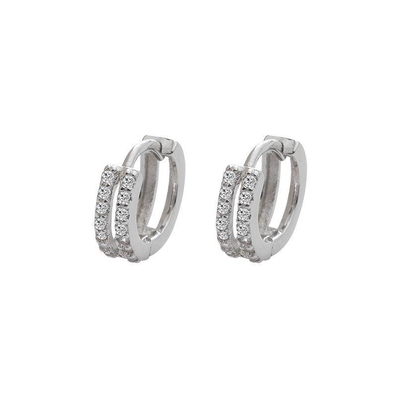 925 Sterling Silver Diamond Circle Earrings - Trendy Celebrity Style for Women