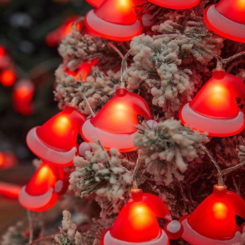 10/20/40 LED Candy Cane Light Santa Hat Xmas Tree Ornament  Home Decoration