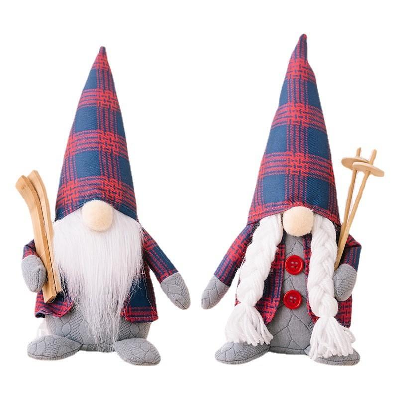 And Red Festive Blue Plaid Gnome Decoration Ideal For Cheerful Setups Christmas