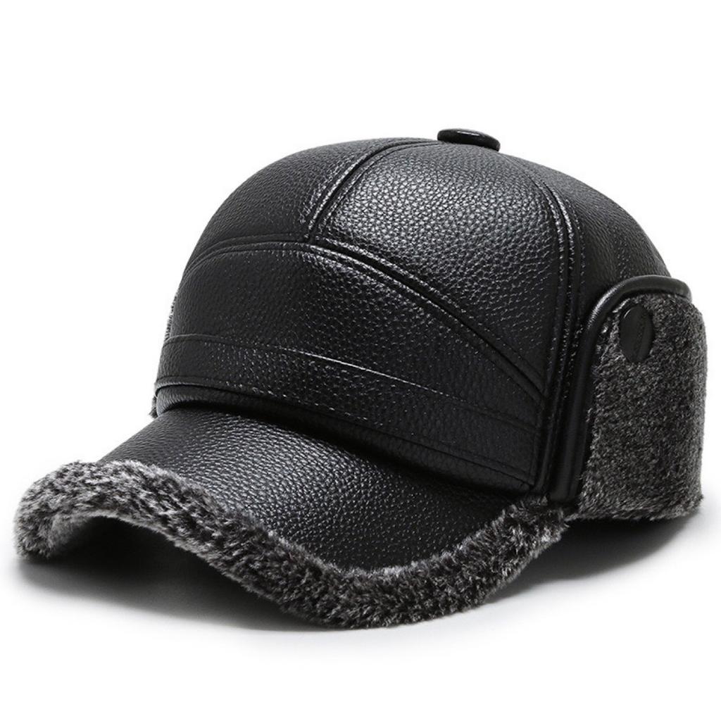Multi Functional Foldable Winter Thickened Leather Cap With Built-in Earmuffs For Cold Wind As Warm Outdoor Sports Baseball Caps