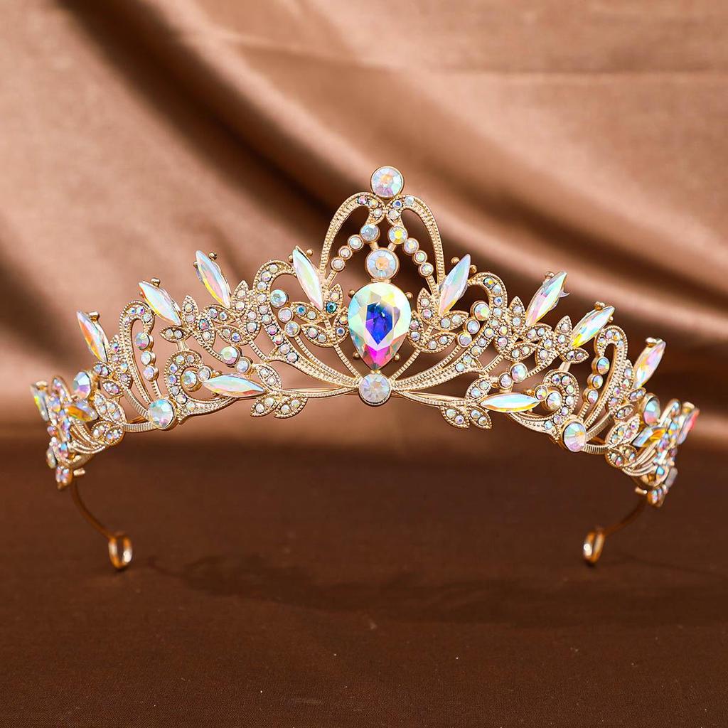Tuanming Korean Rhinestone Crown: Elegant Princess Headdress for Weddings and Photography.
