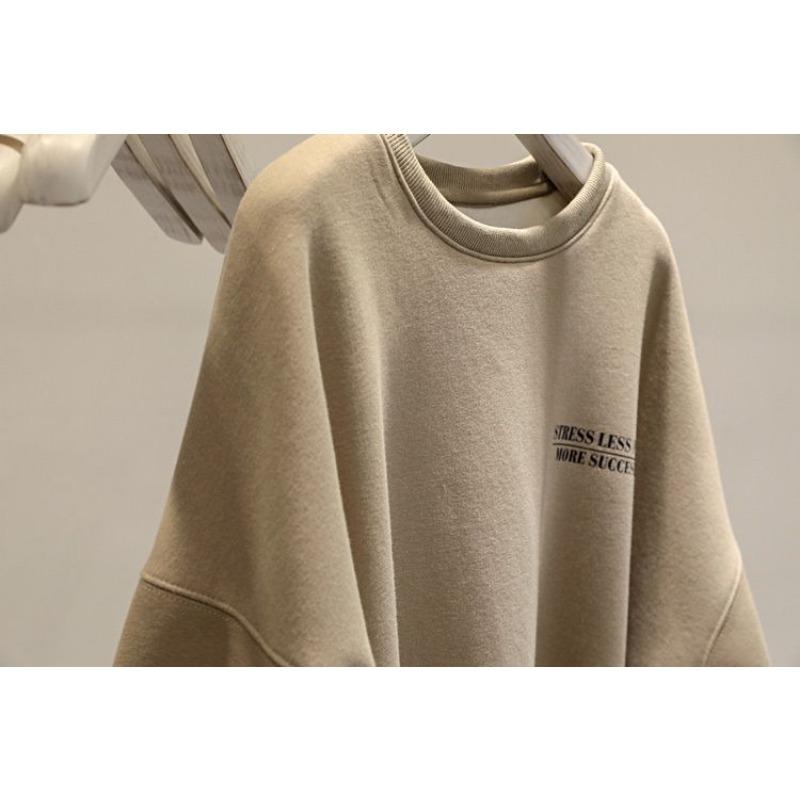 Herbst Winter Samt Verdicktes Rundhals Bedrucktes Sweatshirt Damen Einfaches Lockeres Oberteil