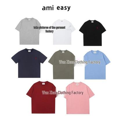 AMI&EASY Klassisches Kurzarm-Herren-T-Shirt mit kleiner Herzstickerei - Lässige und vielseitige Sommerbekleidung