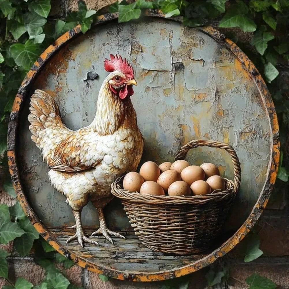 Vintage Metal Rooster Wall Art Farmhouse Decor Kitchen Sign 20x20