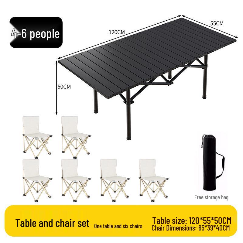 Outdoor Portable Folding Table & Chairs Set - Lightweight Roll-Up Table with Camping Seats