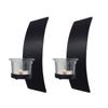 Metal Wall Mounted Candle Holders with Tealight Glass Cup Container Home and Wedding Decoration Candle Sconces Set of 2
