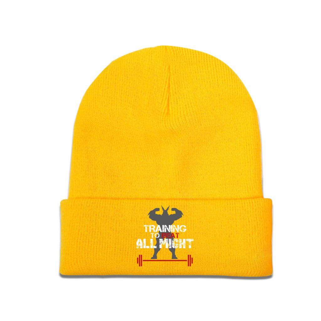 My Hero Academia Training To Beat All Might Knitted Hat for Women Unisex Beanies Winter Hat  Crochet Cap