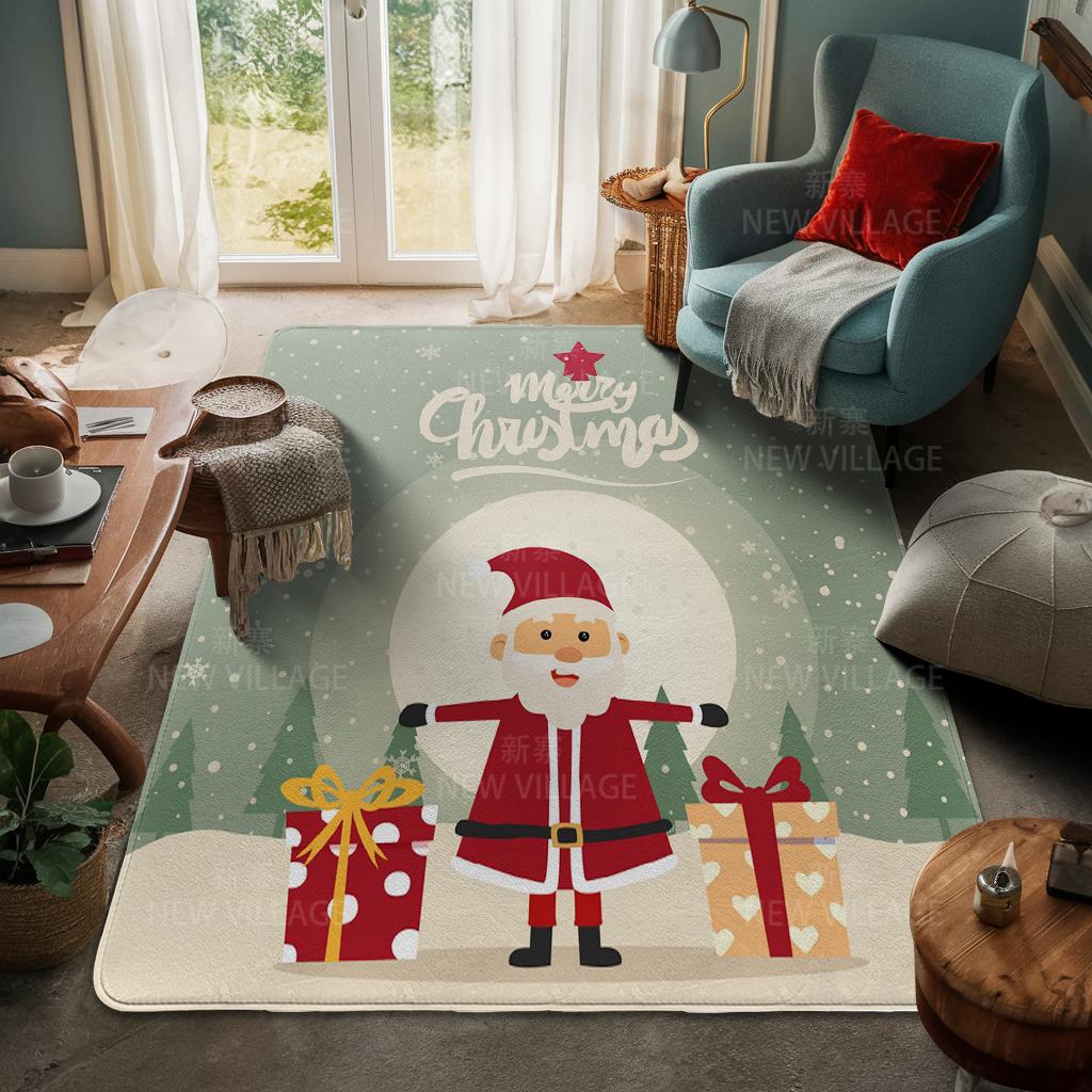 House Entrance Carpet Home Door Mat Living Room Bath Foot Bathroom Non-slip Water Absorption Rugs Bath Merry Christmas Winter