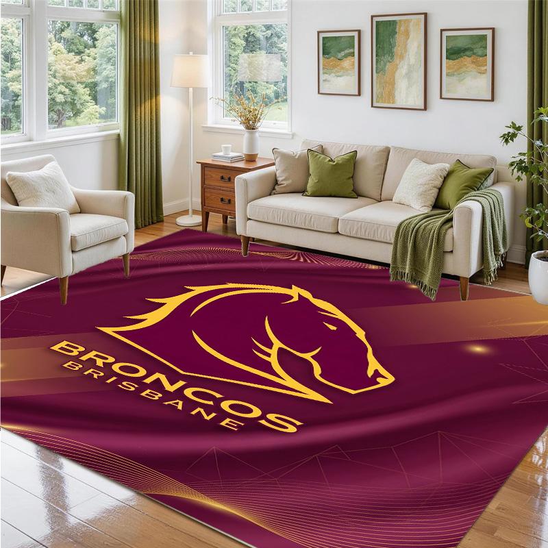 Brisbane Broncos Design Crystal Velvet Rug Soft Decorative Mat for Bedroom Entrance