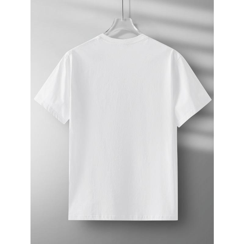 Europäische Größen Herren Sommer Lässiges Sport-T-Shirt, Weich, Atmungsaktiv, Lockere Passform, Normale Passform Rundhals-T-Shirt, Modischer Business-Casual-Stil