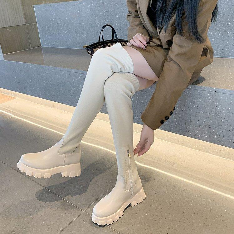 Size 36-43, large size women's shoes 41 fat feet Korean version thick-soled over-knee elastic boots women's ins tide elastic thin boots 42