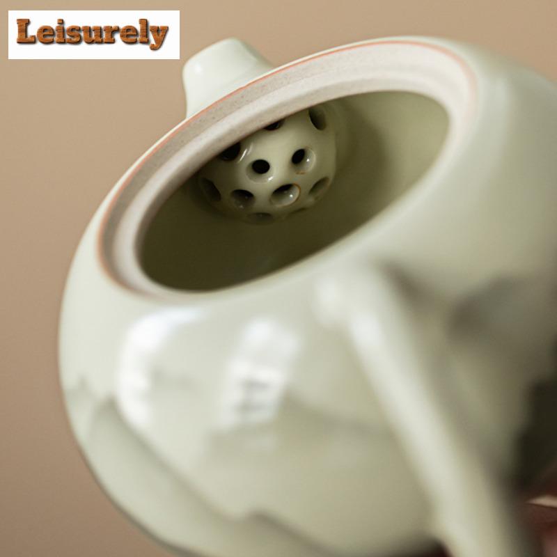 180ML Mountain Flower Ru Kiln Porcelain Xi Shi Teapot Creative Tea Infuser Pot Tea Brewing Kettle With Strainer Tableware Craft