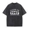 Cotton Made In  Original Parts Birthday  Heavy Men Washed Casual Cotton Short Sleeve Acid Wash Top