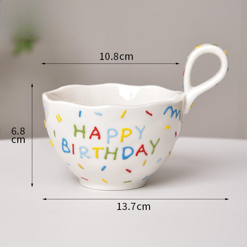 

Маленькая свежая чашка с ручкой-иглой для сахара, керамическая кружка, новый подарок на день рождения, чашка для завтрака с овсянкой, чашка для молока и кофе 300ml
