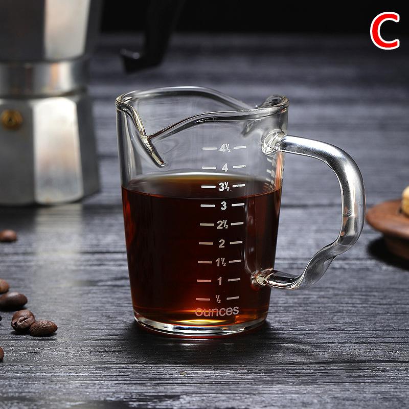 

70/150 мл Ширина стакана для молока со шкалой Термостойкое стекло Мерный стакан Джиггер для кофе эспрессо Двугорлая чашка для унции