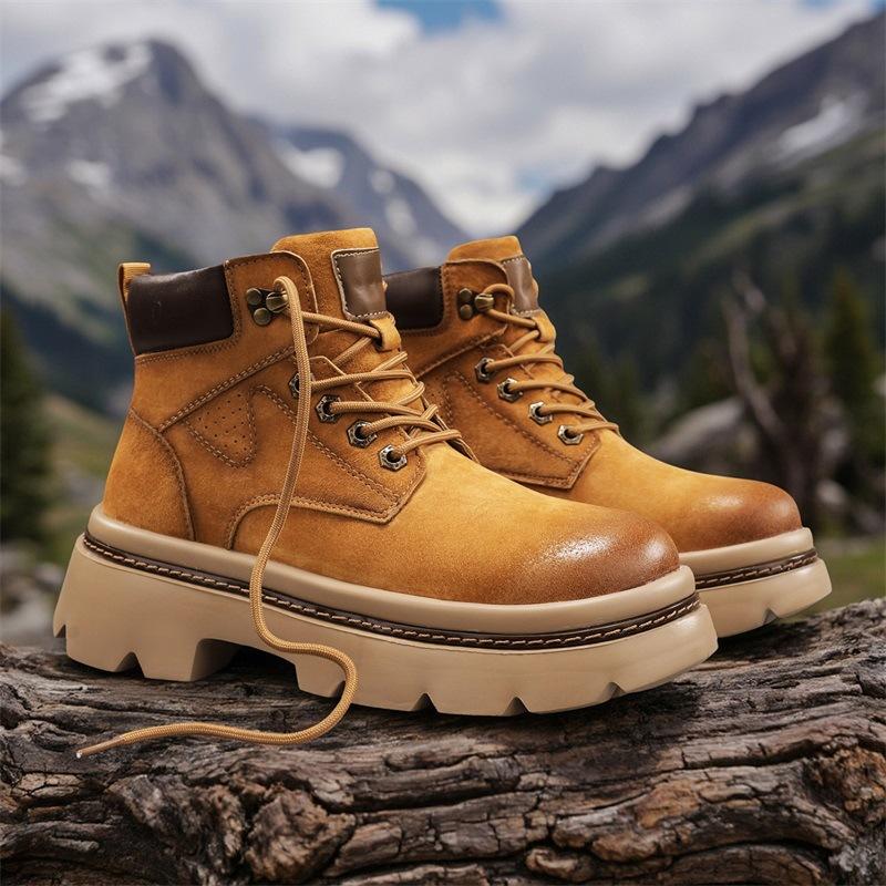 Autumn and Winter New Men's Martin Boots Thick-soled Heightening Round Head Outdoor Sports Tooling High-top Fashion Casual Men's Shoes