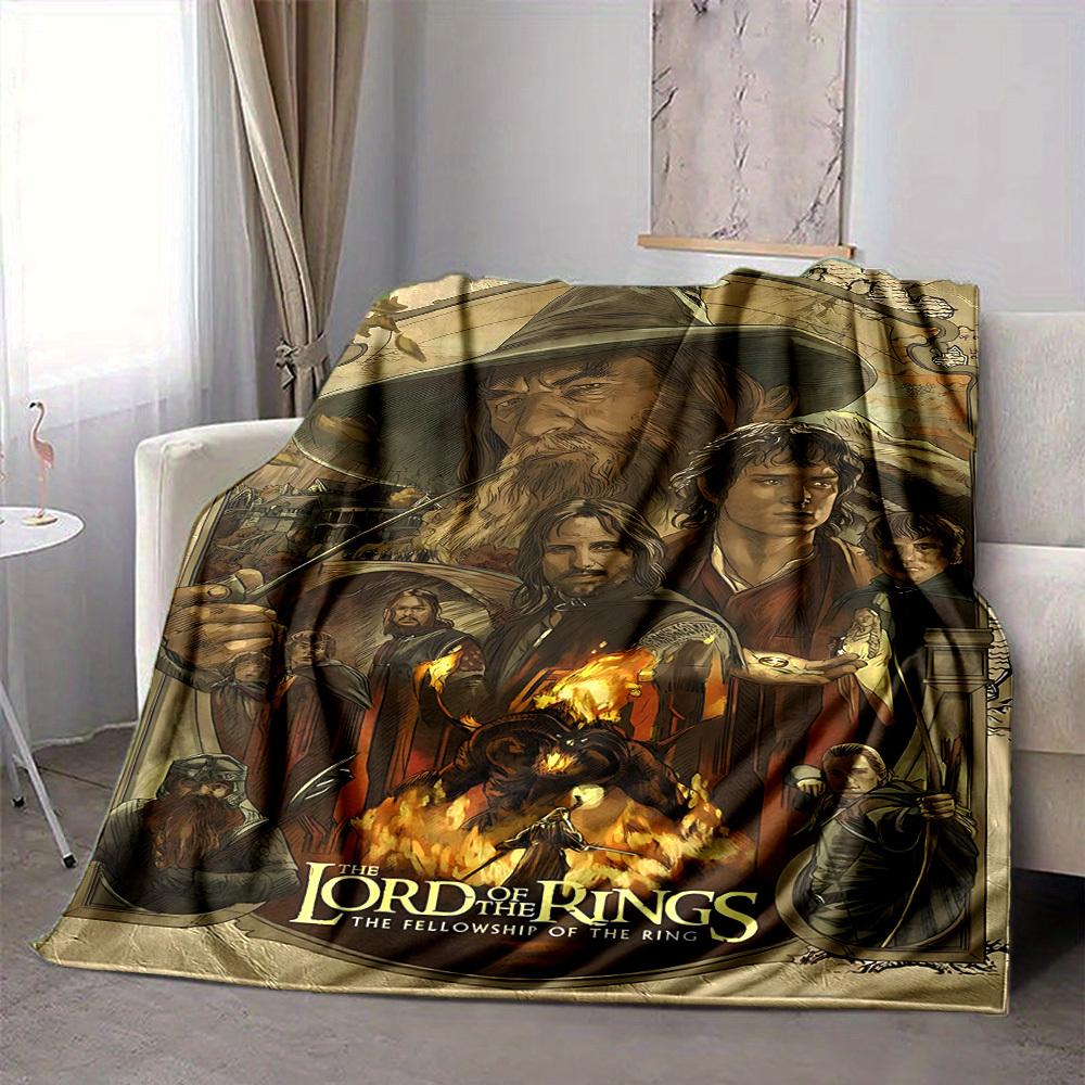 1pc The Lord of the Rings Flannel Throw Blanket Lightweight Soft Warm All Season Blanket for Sofa, Bed, Travel,L1028008