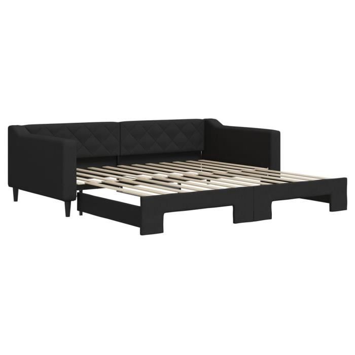 VidaXL Lit de jour avec lit gigogne noir 100x200 cm tissu 3197433