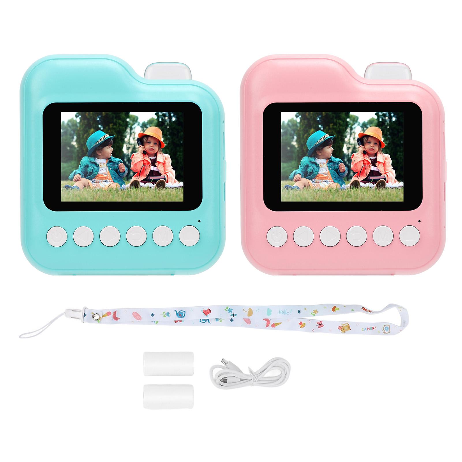 

Камера мгновенной печати для детей с экраном 2,4 дюйма, разрешением 48 Мп, цифровые видеокамеры для малышей с 2 рулонами печати P Pink