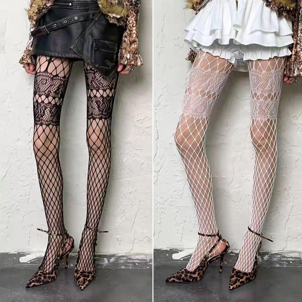 Large Mesh Pantyhose Thin Mesh Hollow Out Tights Y2K Mesh Tights Punk Style
