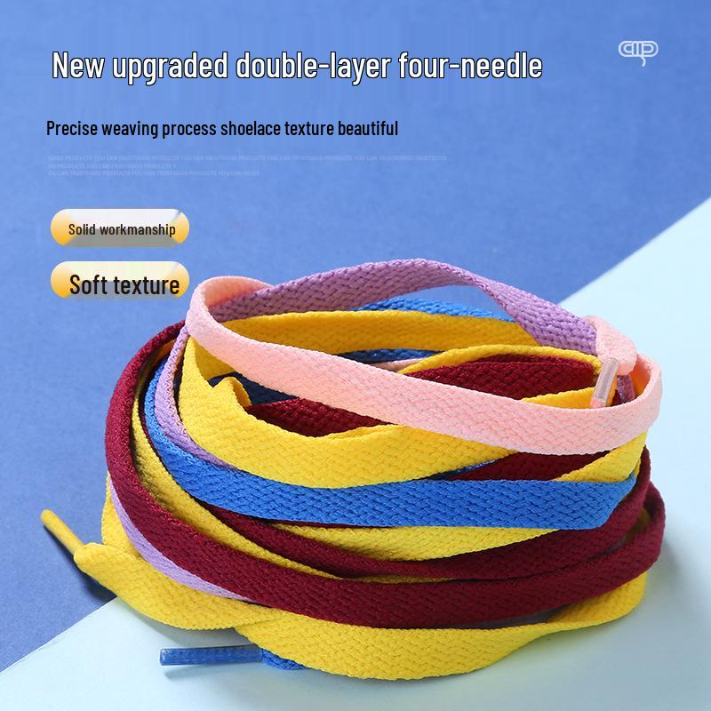 Single Layer Black & White Flat Shoelaces for Canvas Sneakers - Casual & Trendy Style