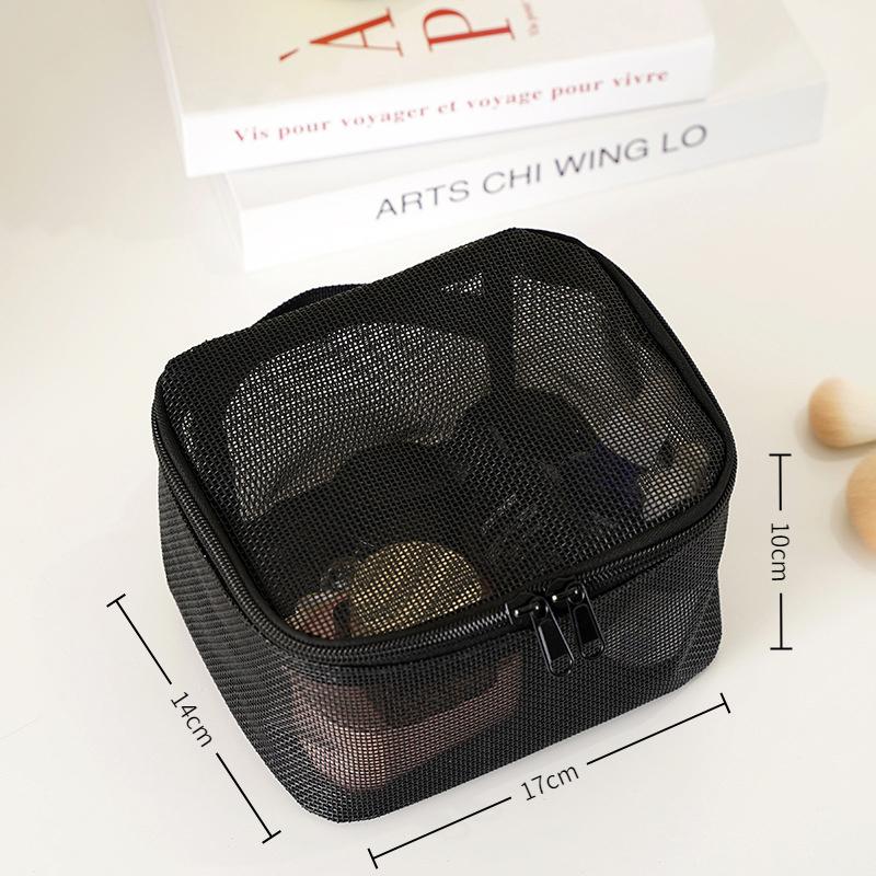 1 3Pcs Makeup Bag Mesh Handbag Portable Cosmetic Organizer Zipper Storage Pouch for Travel Purse and Lipstick