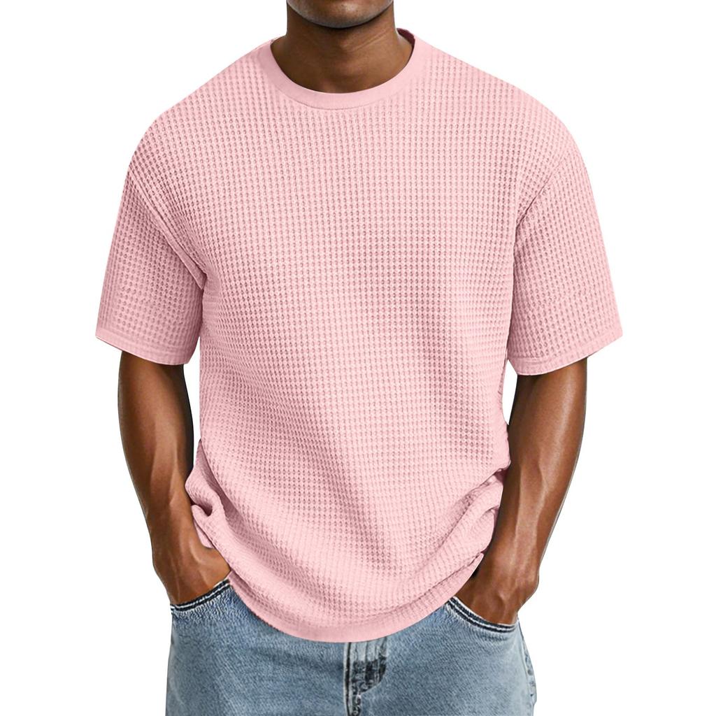 Camiseta Informal de Color de Moda para Hombre con Cuello Redondo y Manga Corta