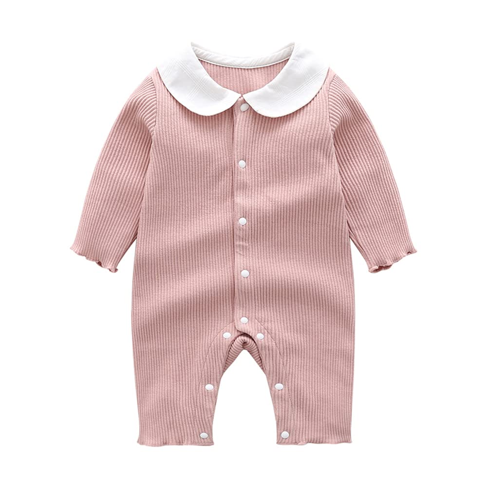 

Детская одежда Комбинезоны с длинными рукавами для девочек Весна Осень Комбинезон для новорожденных Пижамы для новорожденных Подготовка к родам Жаккардовое нижнее белье Простой воротник Розовый 12M