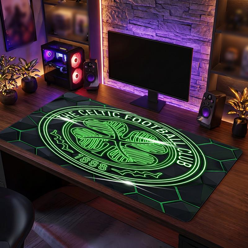 Celtic FC Theme Pattern Mouse Pad, Soccer Logo Design XXL Gaming Desk Mat Non-Slip Computer Mouse Pad