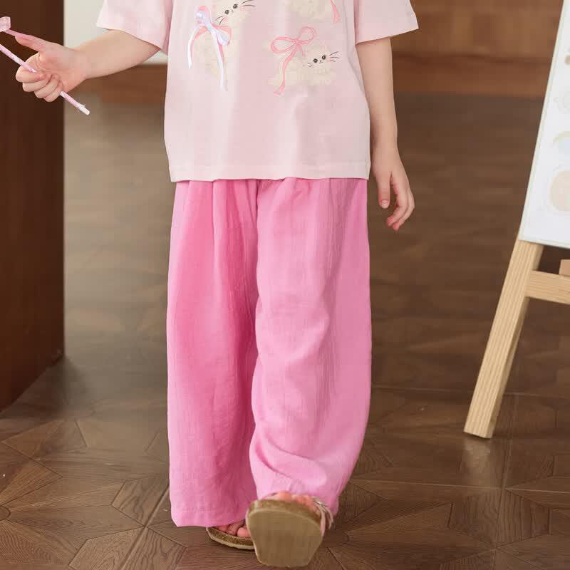 LUSON Girls Lightweight Breathable Wide-Leg Summer Pants 100