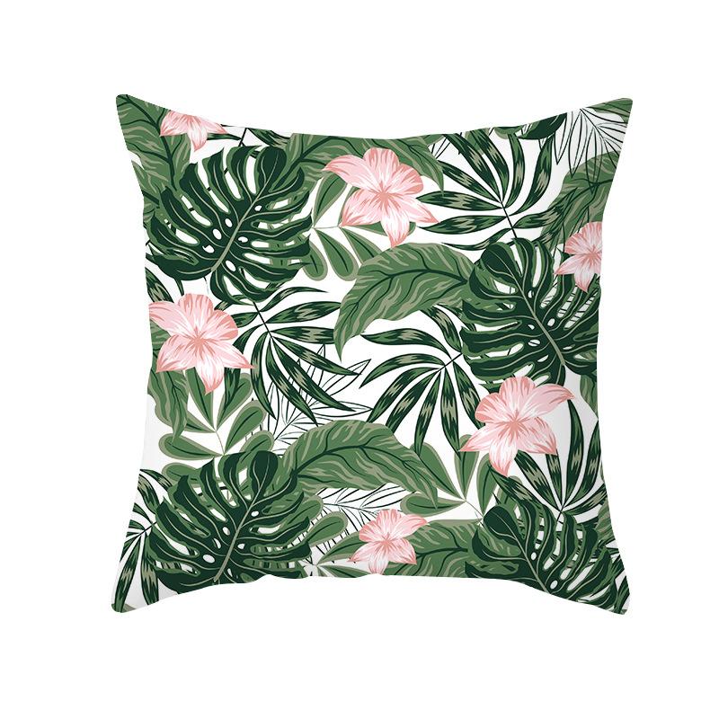 Peach Skin Printed Pillowcase Small Fresh Nordic Green Plant Sofa Cushion Cushion Cover Home Supplies