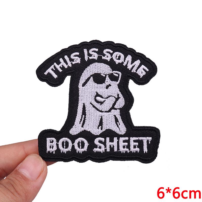Cute Ghost/Cat Embroidered Patch Cartoon Animal Patch Iron On Patches For Clothing Thermoadhesive Patches For Clothes Jacket DIY