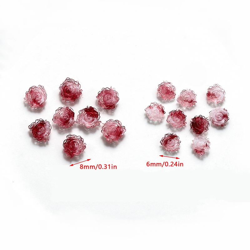50Pcs 3D Resin Flowers Nail Art Charms Accessories Rose Camellia Nail Decor Diy Nails Decoration Materials Manicure Salon Supply