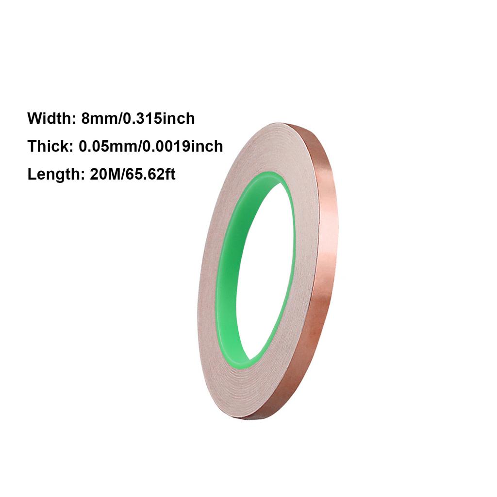 1pcs Length 20M Adhesive Conductive Coppers Foil Tape 3/5/6/8/10/12/15/20/30/50mm Double Sided Conduct Copper Foil Tapes