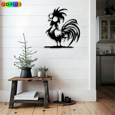 Flat Rooster Metal Wall Sculpture Modern Rust Resistant Art Farmhouse Decor Kitchen Garden Gift Christmas Easter