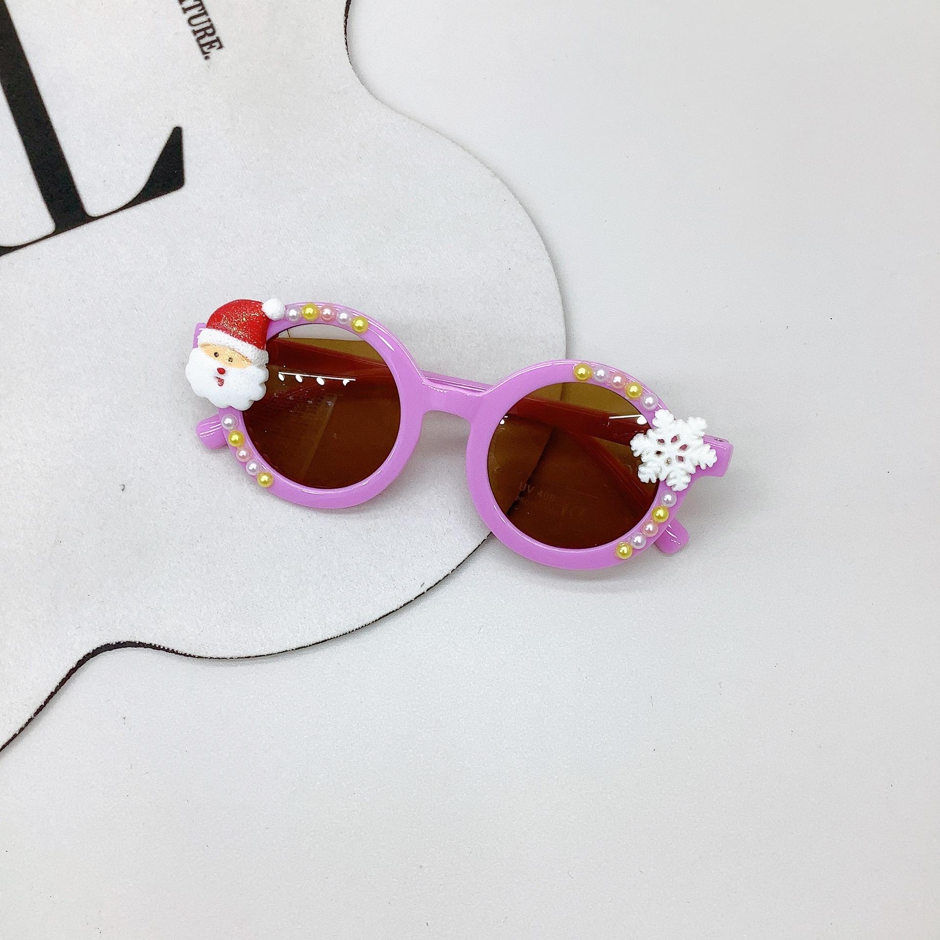 

Милые детские солнцезащитные очки в круглой оправе, модные детские солнцезащитные очки в виде снежинки и Санты, вогнутые очки с козырьком