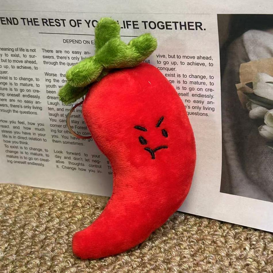 Cute Plush Vegettable Keychains Kawaii Design Pepper Garlic Green Onion Shape Keychain Charm Backpack Accessories Toy Gifts
