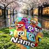 Custom Name Personalized Sprunki Game Print Umbrella, Auto Open Close, 8‑Rib Sturdy Frame, Commute Camping Hiking Use, Birthday Gift