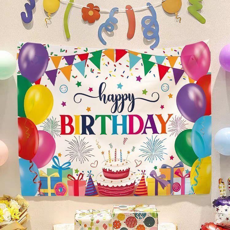 Birthday Happy Banner  Photography Background Cloth  Children's Party Decorative Wall Hanging Cloth