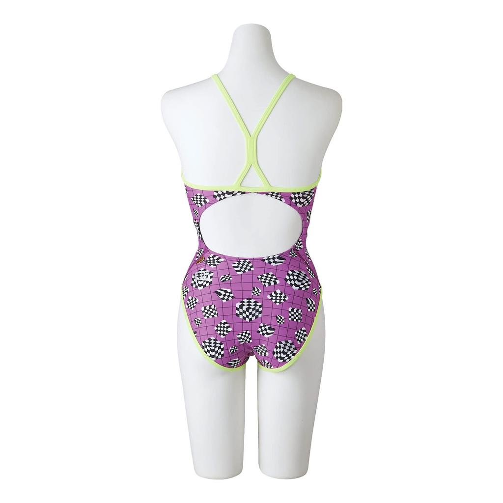 MIZUNO EXER SUITS Medium Cut Swimsuit for Competitive Swimming and Training N2MA2766 Size L Women's [Ri Collection] 67 Purple,