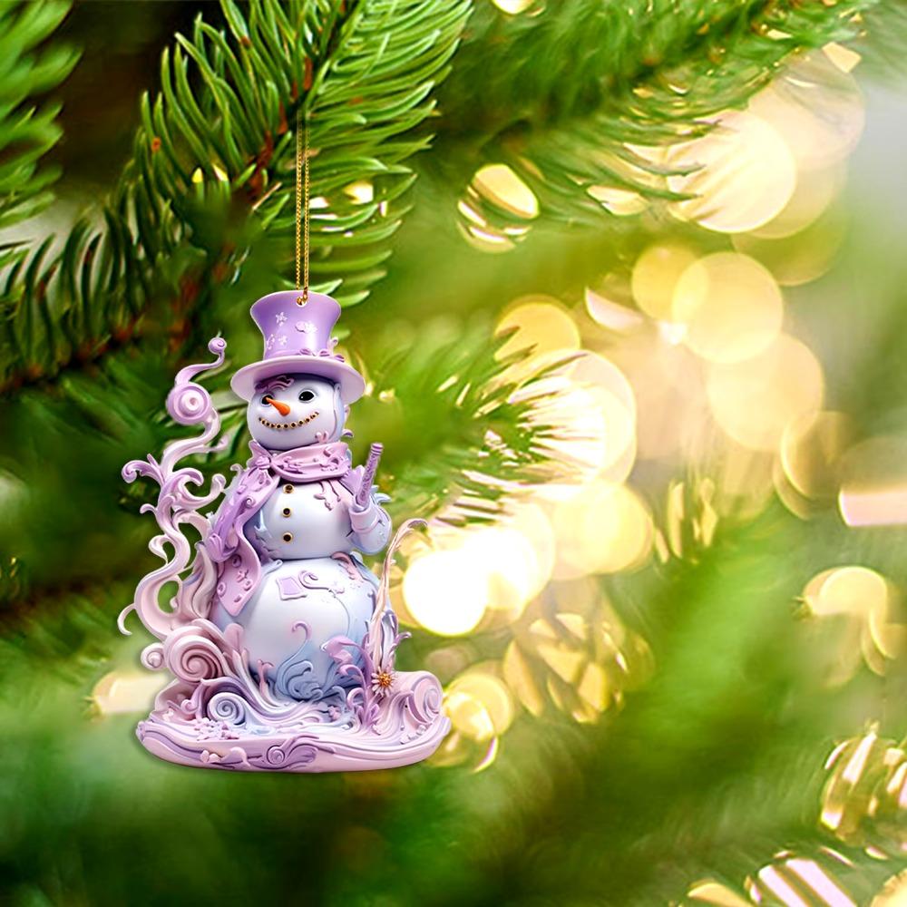 Flat Printing Hanging Pendants Pink Snowman Xmas Tree Ornament Party Supplies