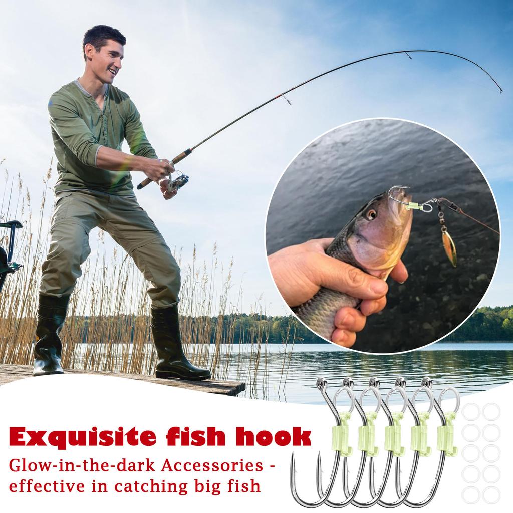 Live Shrimp Hook Fishing Seawater, Glow In The Dark Live Shrimp Hook, Carbon Steel With Barbed Holes