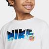 Nike Coral Reef Letter Print Loose Round Neck Short Sleeve T-Shirt Kids Tops White FQ0635-100