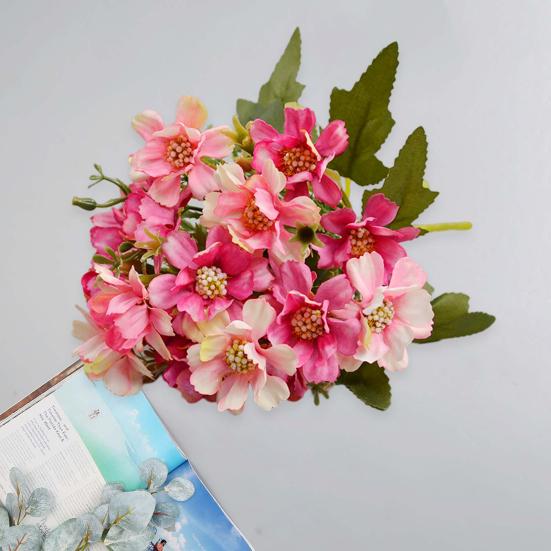 Fake Flower Useful Anti-fade Clear Texture Simulation Flower DIY Bridal Bouquet 6 Forks Artificial Cherry Blossom Artificial Flower