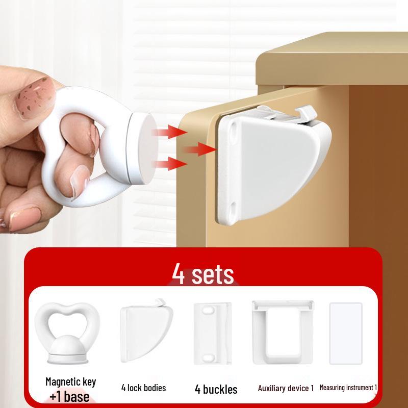 Multifunctional Invisible Magnetic Child Safety Lock for Drawers and Cabinets